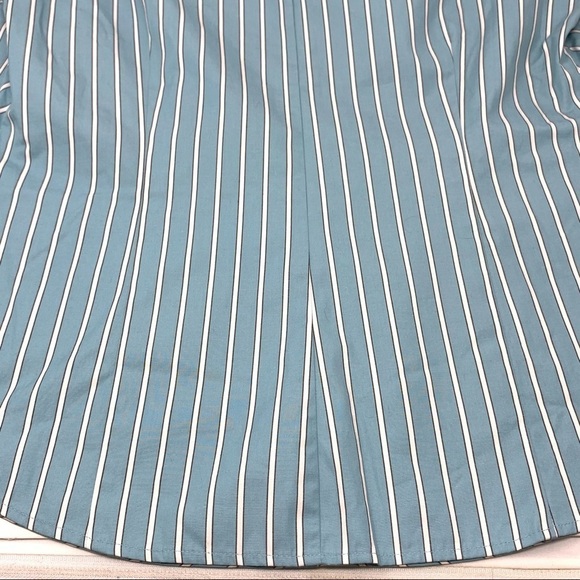 Ann Taylor Loft Classic Sky Blue White Pinstripe Long Sleeve Button Shirt Size 4 - Picture 13 of 13